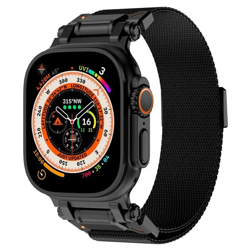 Apple Watch Ultra 2 3 49mm、Apple Watch Band Series 11 10 46mm、SE3 9 8 45MM 44MM 42MM対応 マグネット式ミラネーゼループバンド