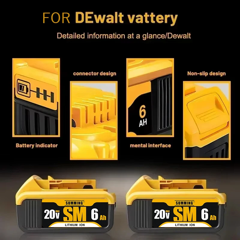 Pro Dewalt 20V bateriové nářadí Lithium-iontová dobíjecí baterie Náhradní baterie pro Dewalt DCB200 DCB206 DCB205 elektrické nářadí - náhled 5