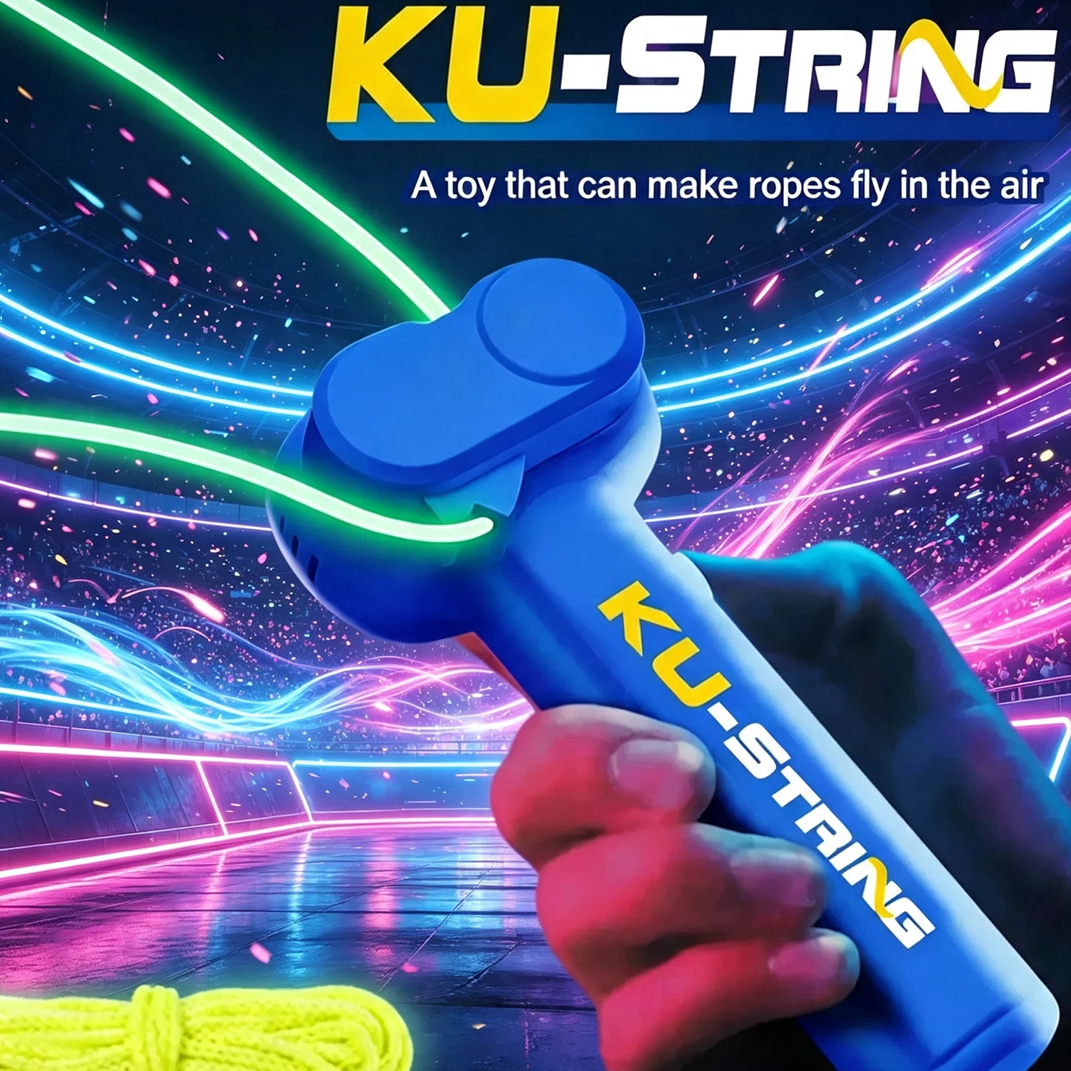 String Rope Glow in The Dark String Rope Launcher Luminous Portable Handheld String Stress Relief Toy For Kids Party Gift