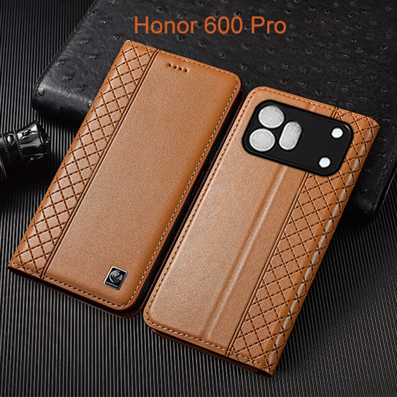 

Napa Inner Grid Genuine Leather Flip Case For Honor 500 600 Pro Lite Phone Cover Card Cases Scratch Proof
