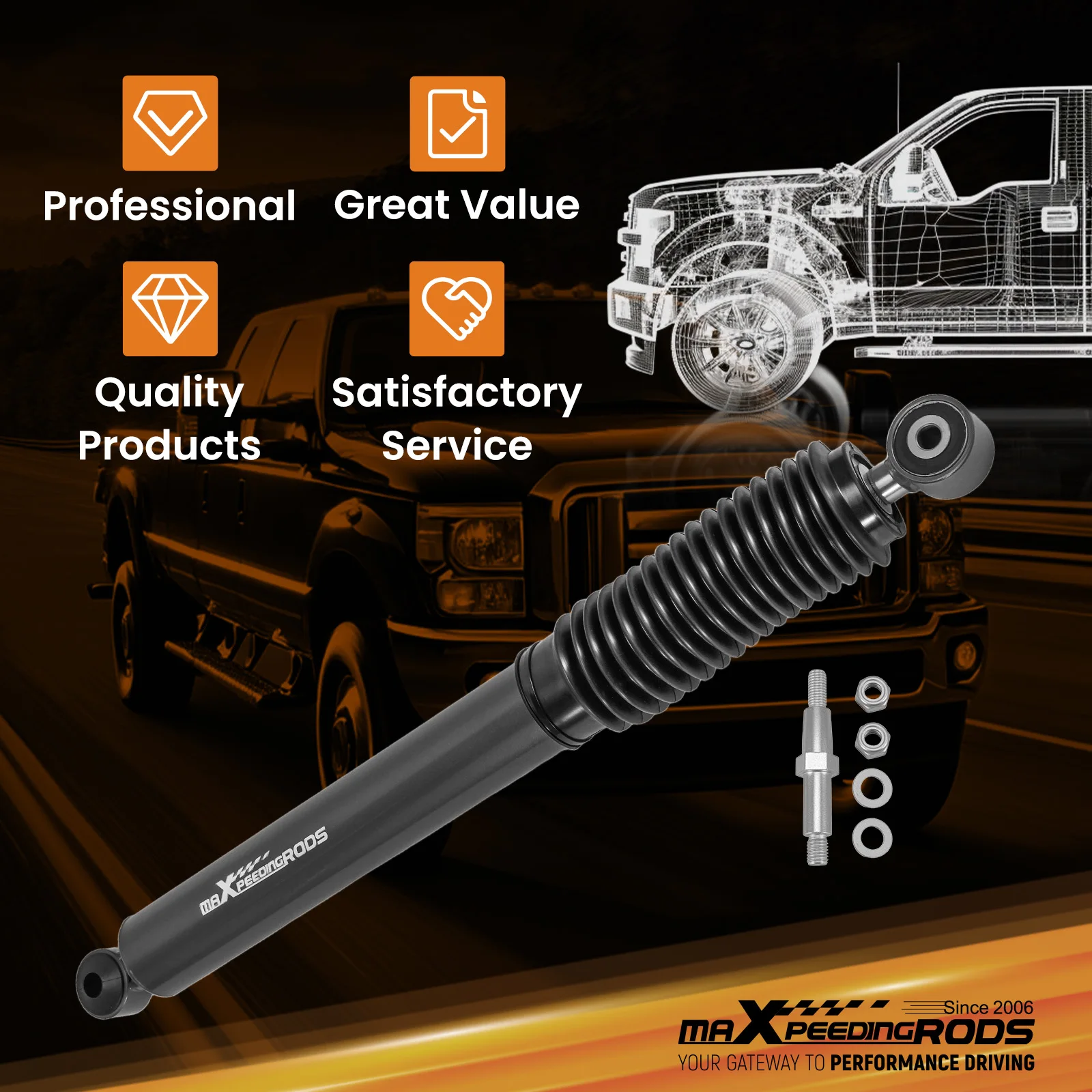 포드 F-250 F-350 슈퍼 듀티 4WD 2008-2016용 싱글 스티어링 스태빌라이저