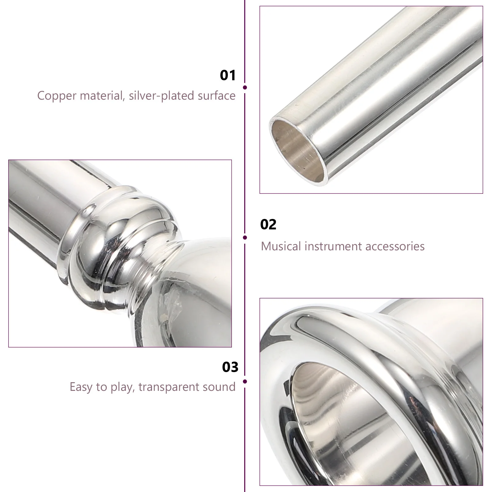 

1Pcs Euphonium Mouthpiece Silver Finish Premium Copper Build Long-Lasting Performance Replacement Part for Concerts Practice