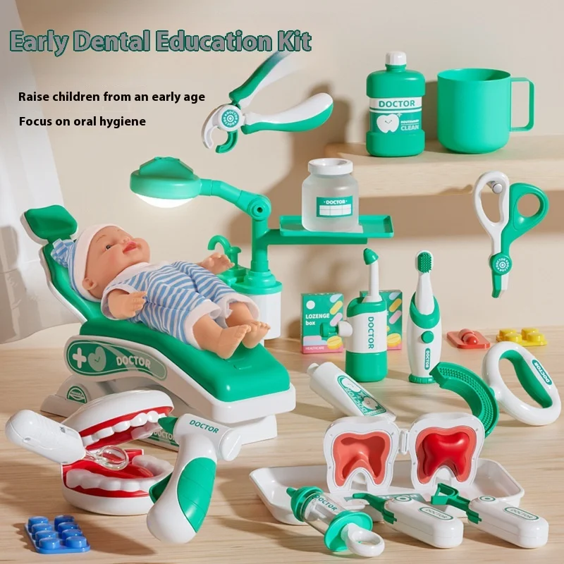 Children Care About Teeth Pay Attention To On Brain Play House Toys Small Dentist Plastic Toy Set Boys And Girls Injection Toys