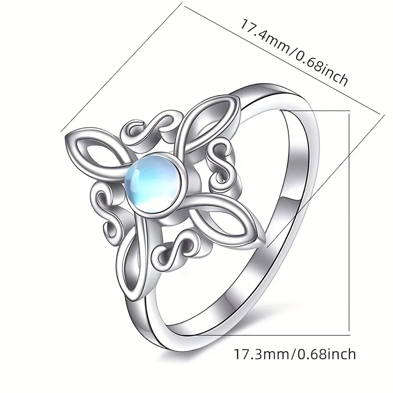 Original Thai Silber Hexenknoten-Ringe für Frauen Hexerei Kreuz Mondstein-Ring Wicca Heidnischer Schmuck Schutz-Amulett – Detail 2