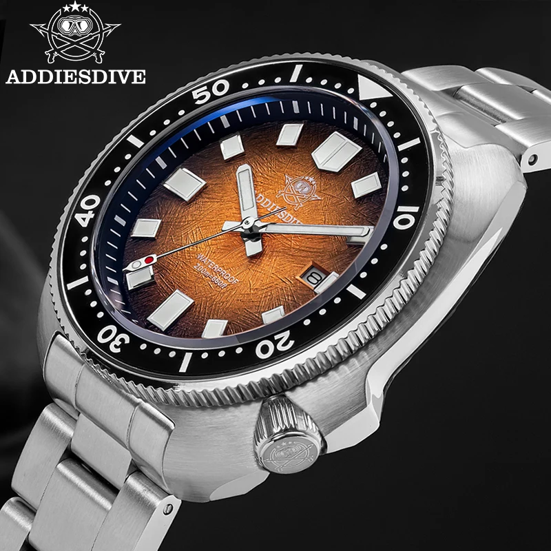 

ADDIESDIVE Mens Quartz Diver Watch 200M Waterproof Sapphire Crystal BGW9 Luminous Ceramic Bezel Stainless Steel Strap AD2511