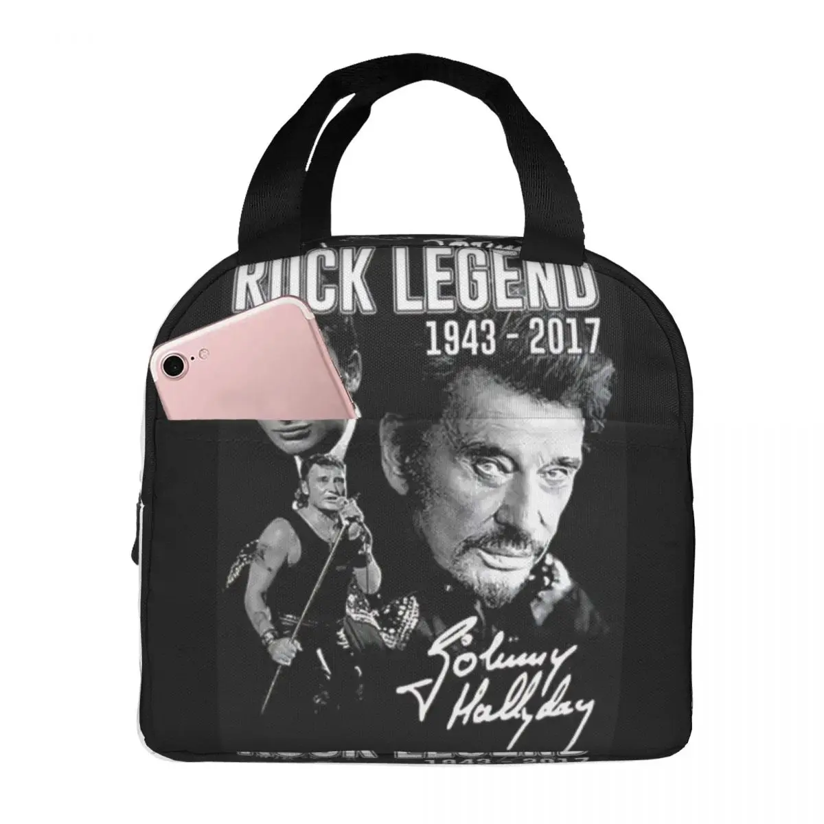 Johnny Hallyday French Rock Singer Insulated Lunch Bag for Women Portable Thermal Cooler Bento Box Beach Camping Travel