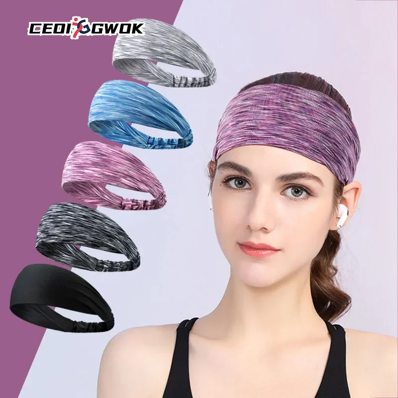 

CEOI GWOK Workout Premium Sweat Absorbent Headband Sports Yoga Exercise Striped Fitness Running Jumping Headband