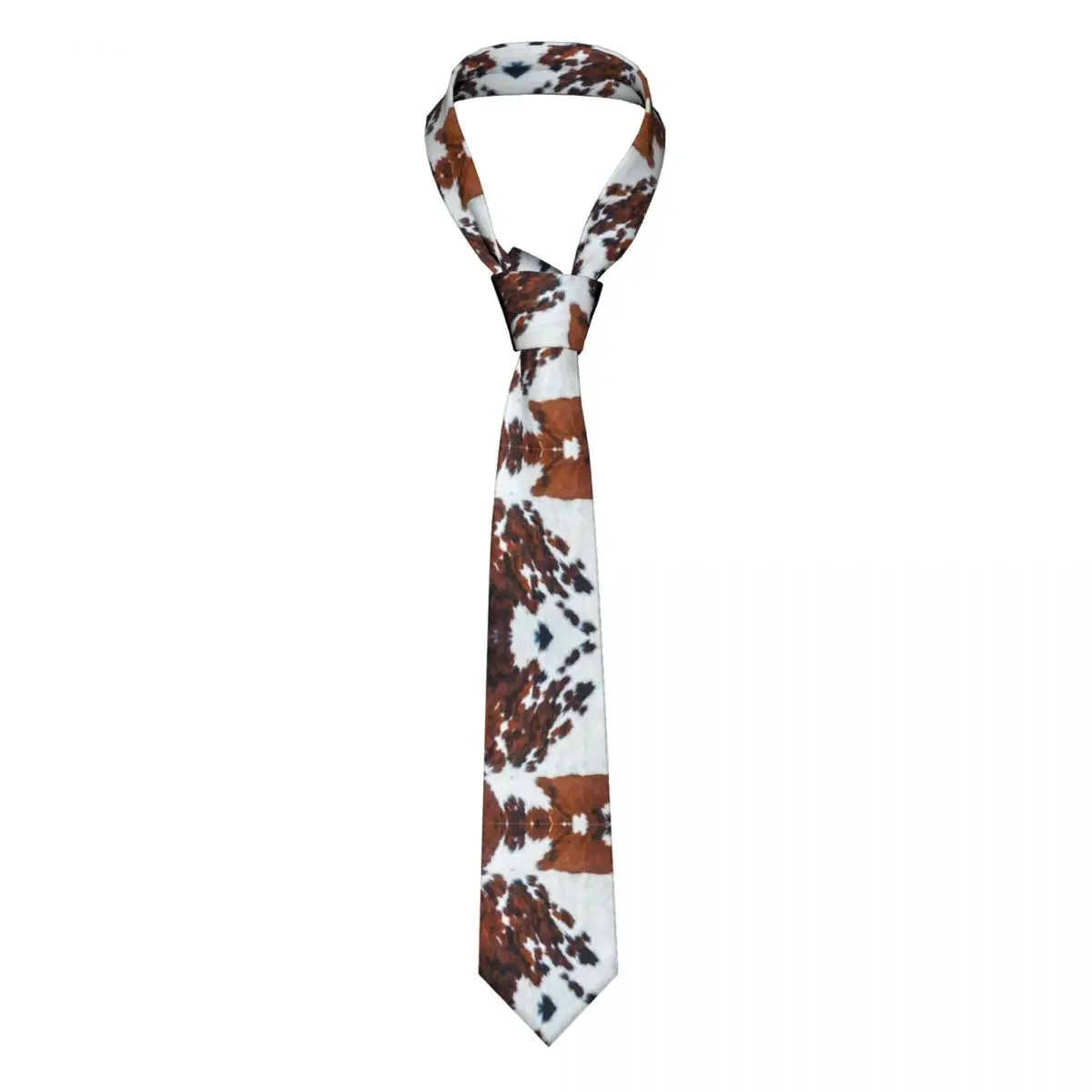 Fashion Rustic Cow Faux Fur Skin Leather Neck Tie Mens Custom Silk Animal Cowhide Texture Neckties for Wedding Gravatas