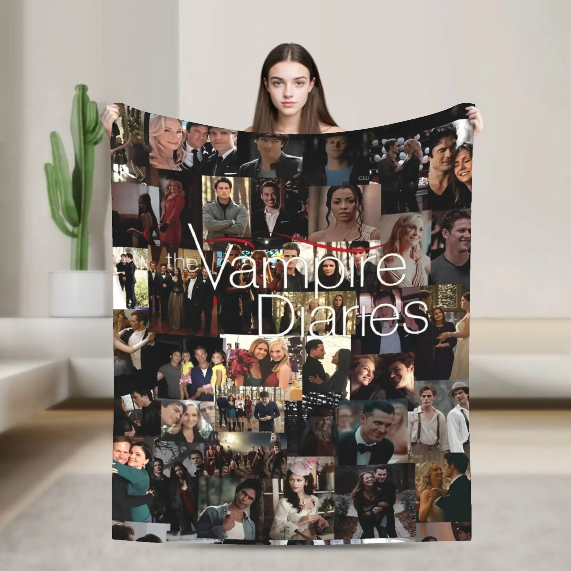 Soft Blankets Camping The Vampire Diaries Damon salvatore Throw Blanket  Flannel Bedspread For Living Room Funny Sofa Bed Cover