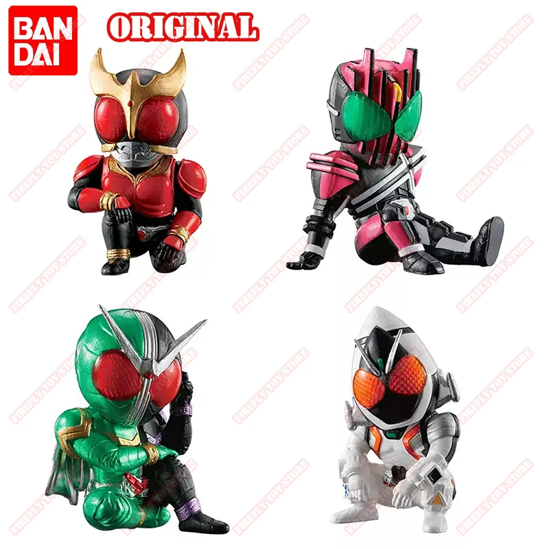 ของเล่นสะสมจากอนิเมะ Kamen Rider ของแท้จาก BANDAI รุ่น Kuuga, W, Decade, Fourze แบบกาชาปอง ฟิกเกอร์โมเดลแอคชั่น