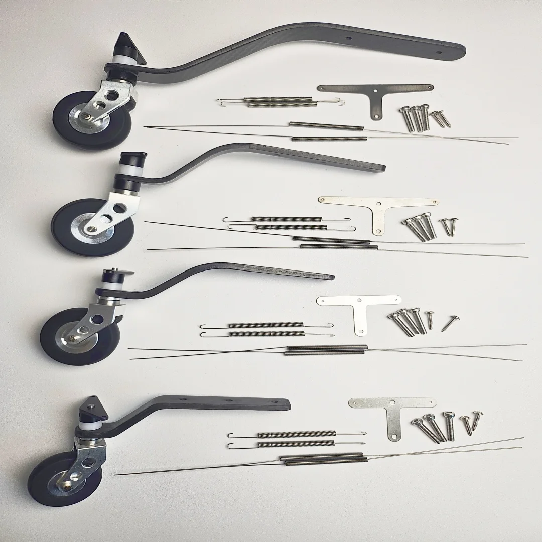 Jeu de roues de train d'atterrissage arrière en Fiber de carbone, pour moteur à essence 26CC/30CC/40CC/50CC/63CC/80CC/100CC, modèle d'avion RC, Version à ressort