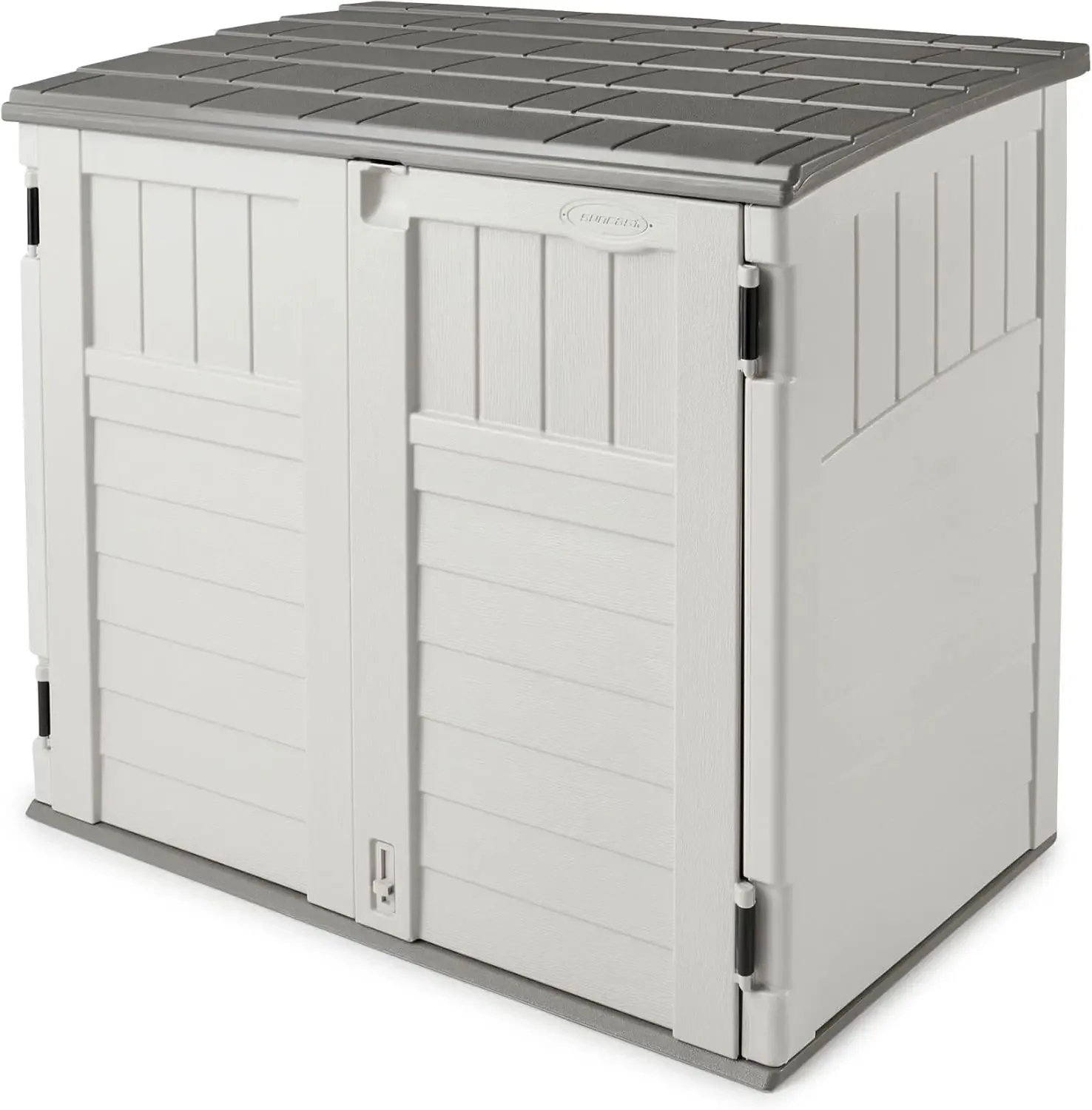 34 Cu Ft Capacity Horizontal Outdoor Storage Shed for Garbage Cans, Garden Accessories, Backyard, and Patio Use, Vanilla