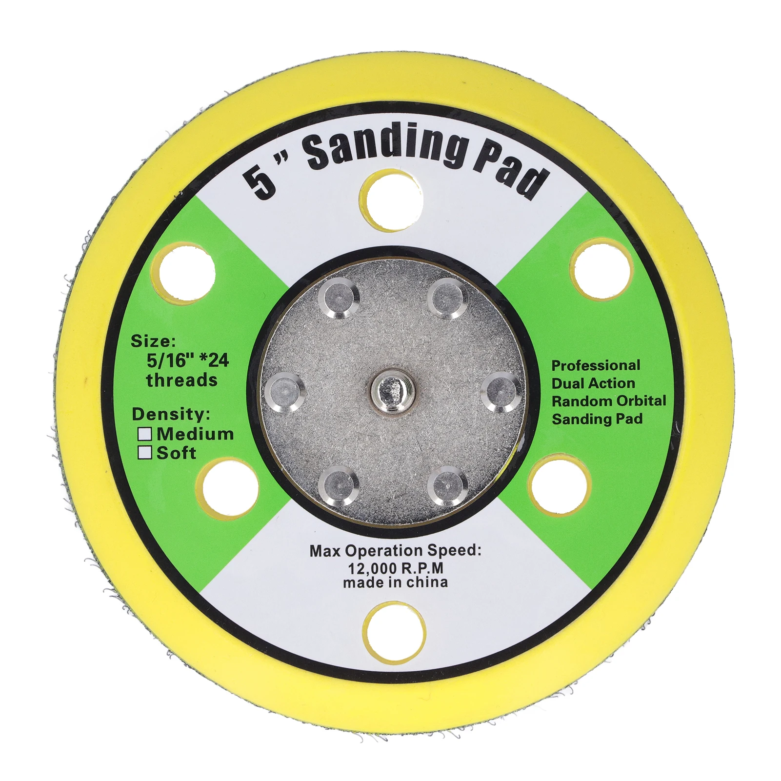 5in Sanding Pad 5/16‑24 Hook and Loop PU Backing Plate Pneumatic Sander Buffer 12000RPM Polishing Disc Holder Polisher Buffer