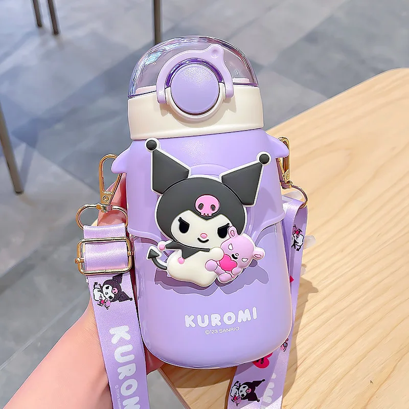 

Cartoon Sanrio Kuromi Cinnamoroll Melody Pochacco Vacuum Cup Children's Cartoon Cute Water Cup High Beauty Straw Portable Cup