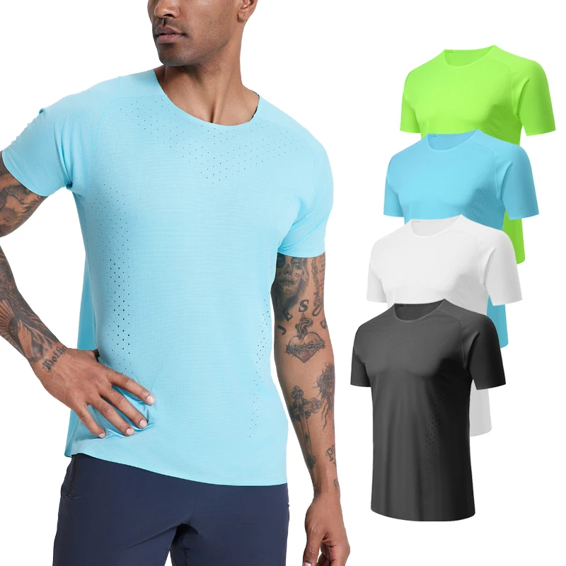 Men's Gym Jogging T-Shirt Running Tops Male Short Sleeve Sportswear Exercise Basketball Clothing Muscle Fit Training Sweatshirts