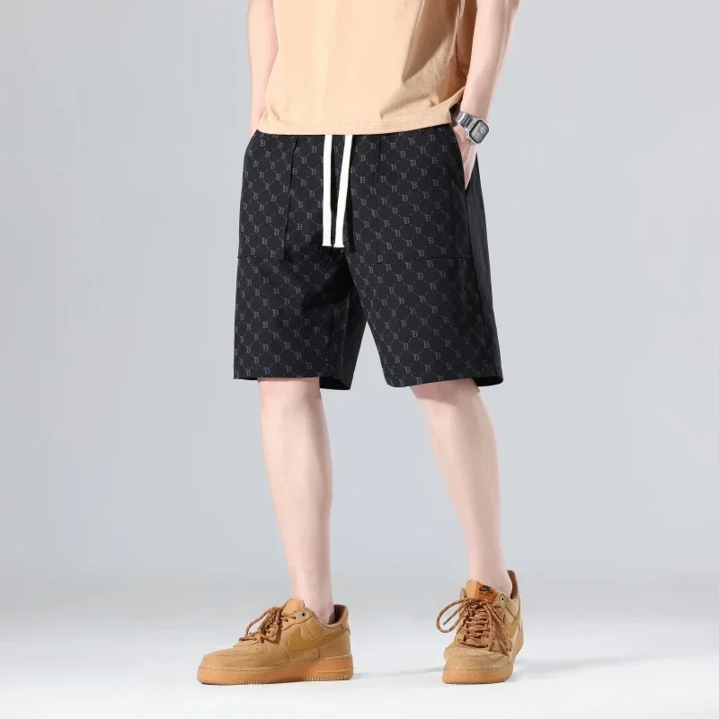 Pantalones cortos informales para hombre, pantalón de chándal con cordón, estilo Hip Hop, de entrenamiento, de talla grande, a la moda, novedad de verano 2024