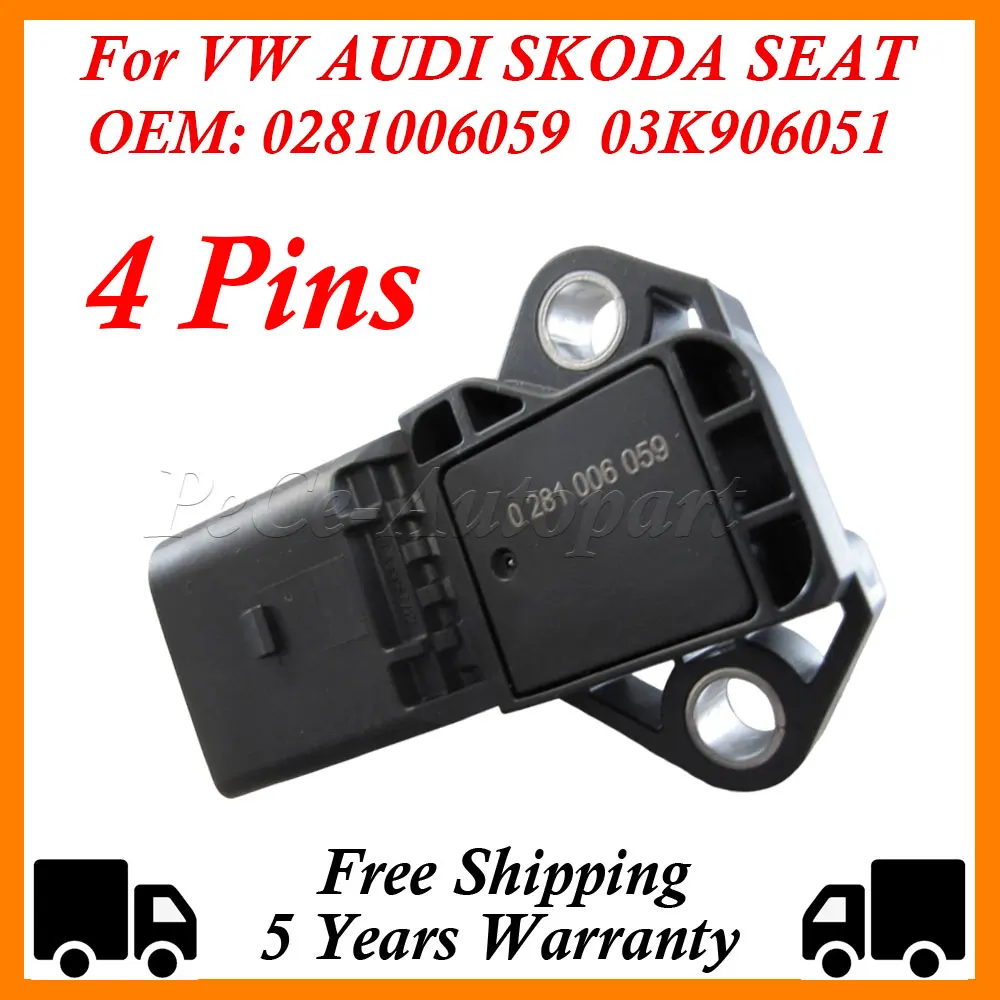 

1.9 Tdi 4 Bar Map Pressure Sensor 0281006059 03K906051 0281006060 For VW AUDI SKODA SEAT Car Accessories Pressure Sensor