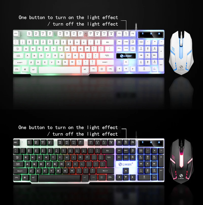 LED Backlight Gaming Wired Keyboard and Mouse Set USB Keyboards Ergonomics Gamer Mouse Holder Key board Computer Game Keyboard