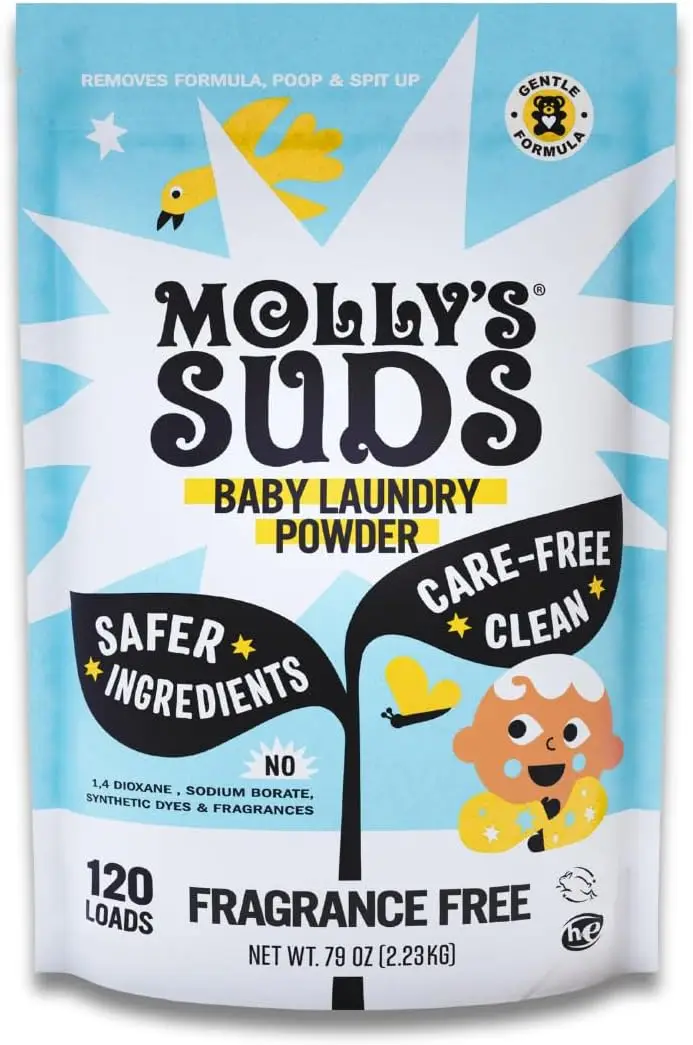 

Baby Laundry Detergent Powder | Removes Formula, Poop & Spit-Up Stains | Gentle for Newborns (Fragrance Free)