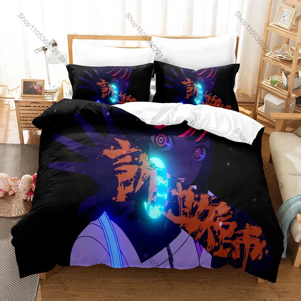 Akudama Drive Neon Kansai Bloody Criminal Gang Train Heist Cyberpunk Anime Print Duvet Cover + 2 Pillowcases Grunge Dark Urban