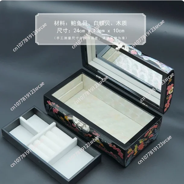 Handmade Mother-of-Pearl Lacquer Jewelry Box Ring Watch Bracelet Organizer Traditional Chinese Craftsmanship Luxury Storage Case