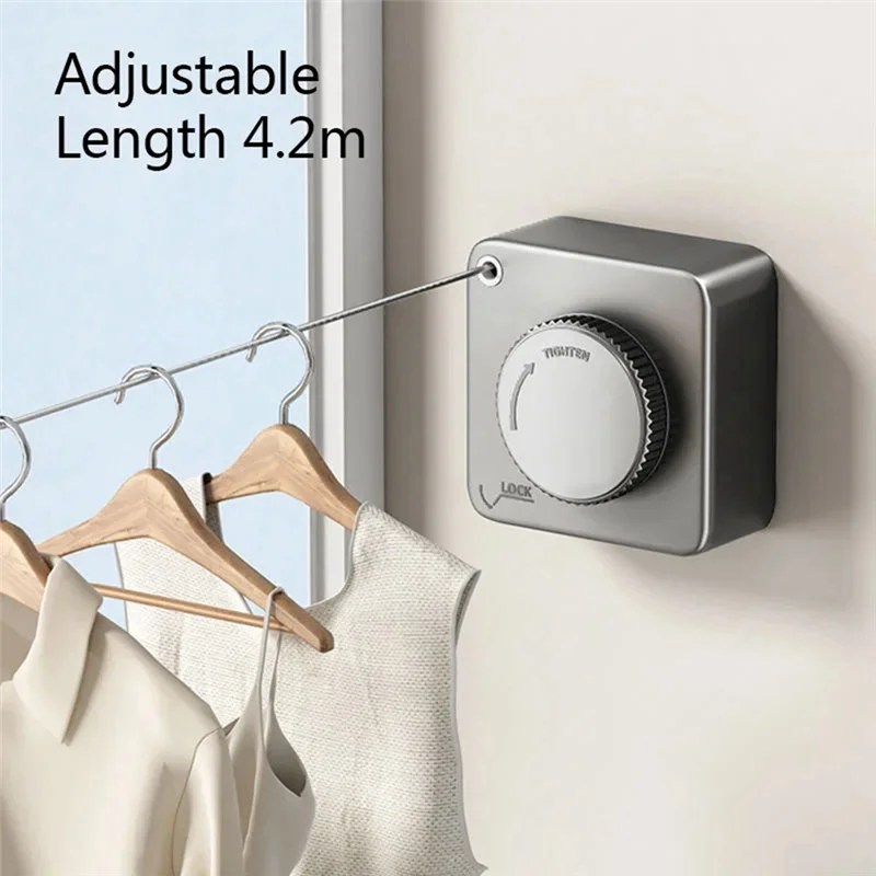 

ABYN-Wall-Mounted Retractable Clothesline Laundry Hanger Clothes Drying Rack Invisible Stretchable Clothes Line Easy Install ,Wh