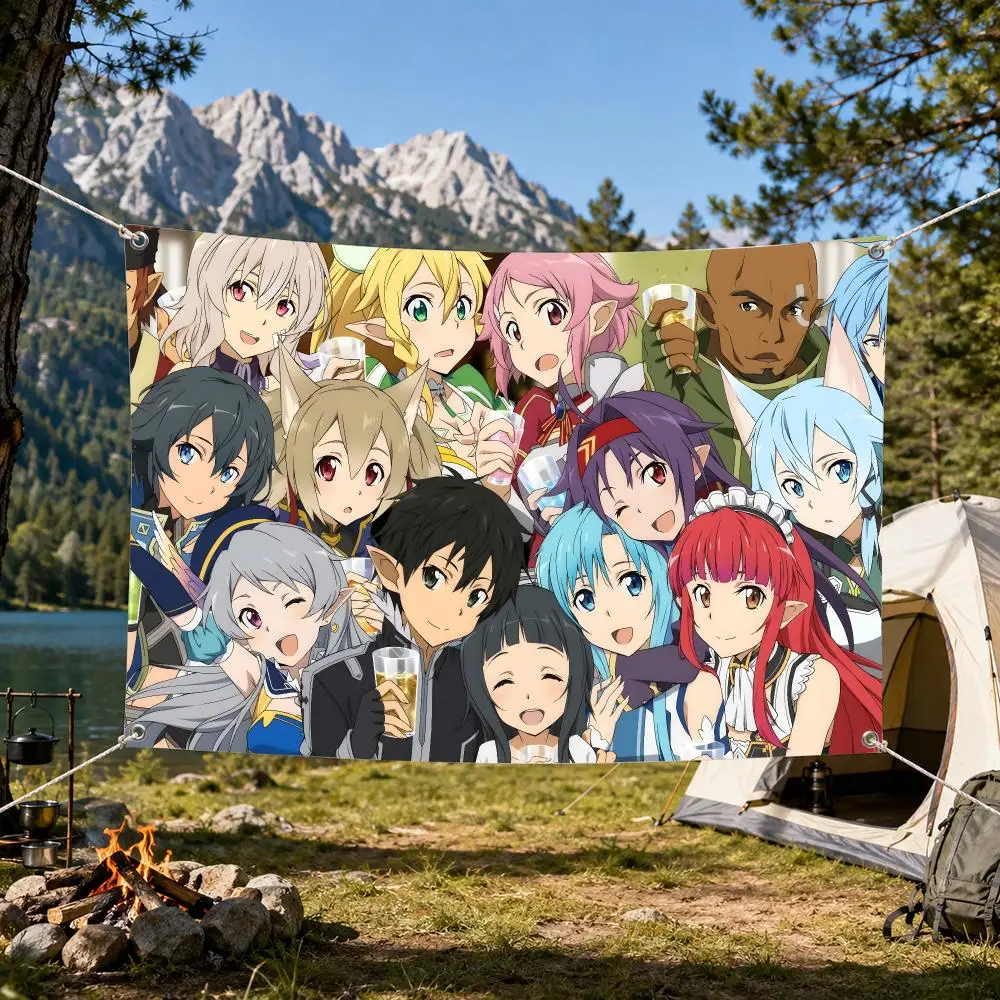 Sword Art Online Flags Aesthetic Wall Tapestry Printed Wall Hanging Living Room Party Outdoor Decor