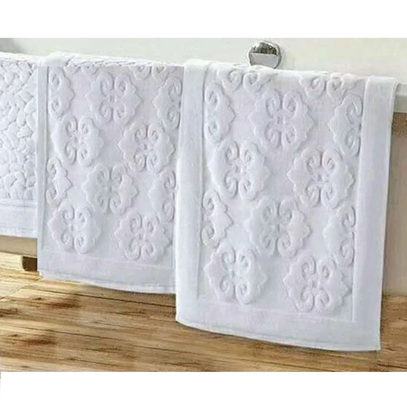 Cotton Hotel Thick Floor Towel Absorbent Non Slip Foot Pattern Floor Mat Jacquard Towel Bathroom Toilet 50x80cm