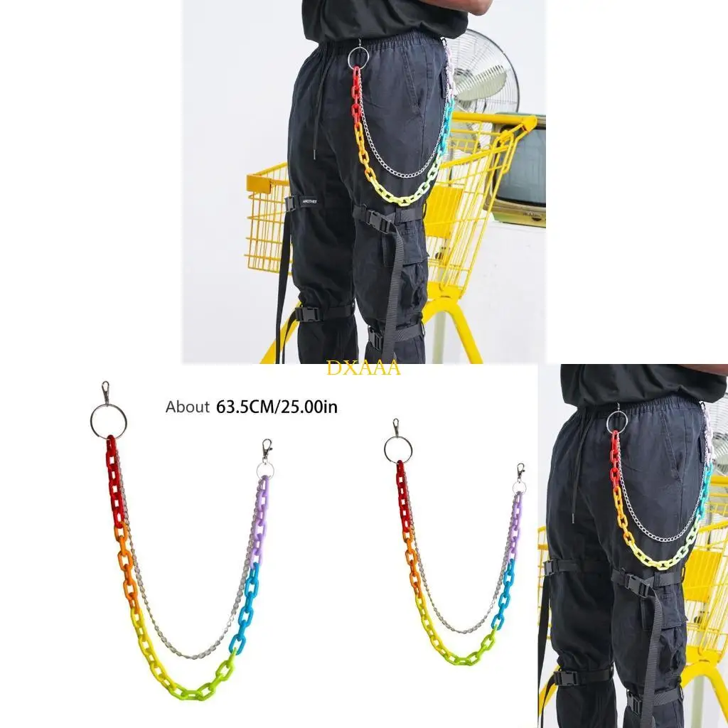 

DXAA Rainbow Acrylic Wallet Chains Black Jean Rock Punk Keychain Pants Belt Chain