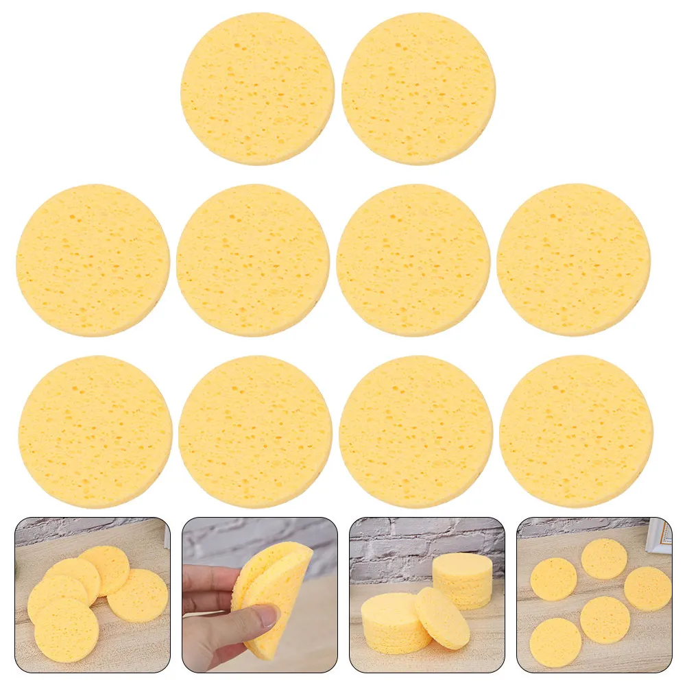 10Pcs Round Facial Cleansing Sponge Natural Cellulose Makeup Removal Sponge Gentle Exfoliator for Face Washing Sensitive Skin