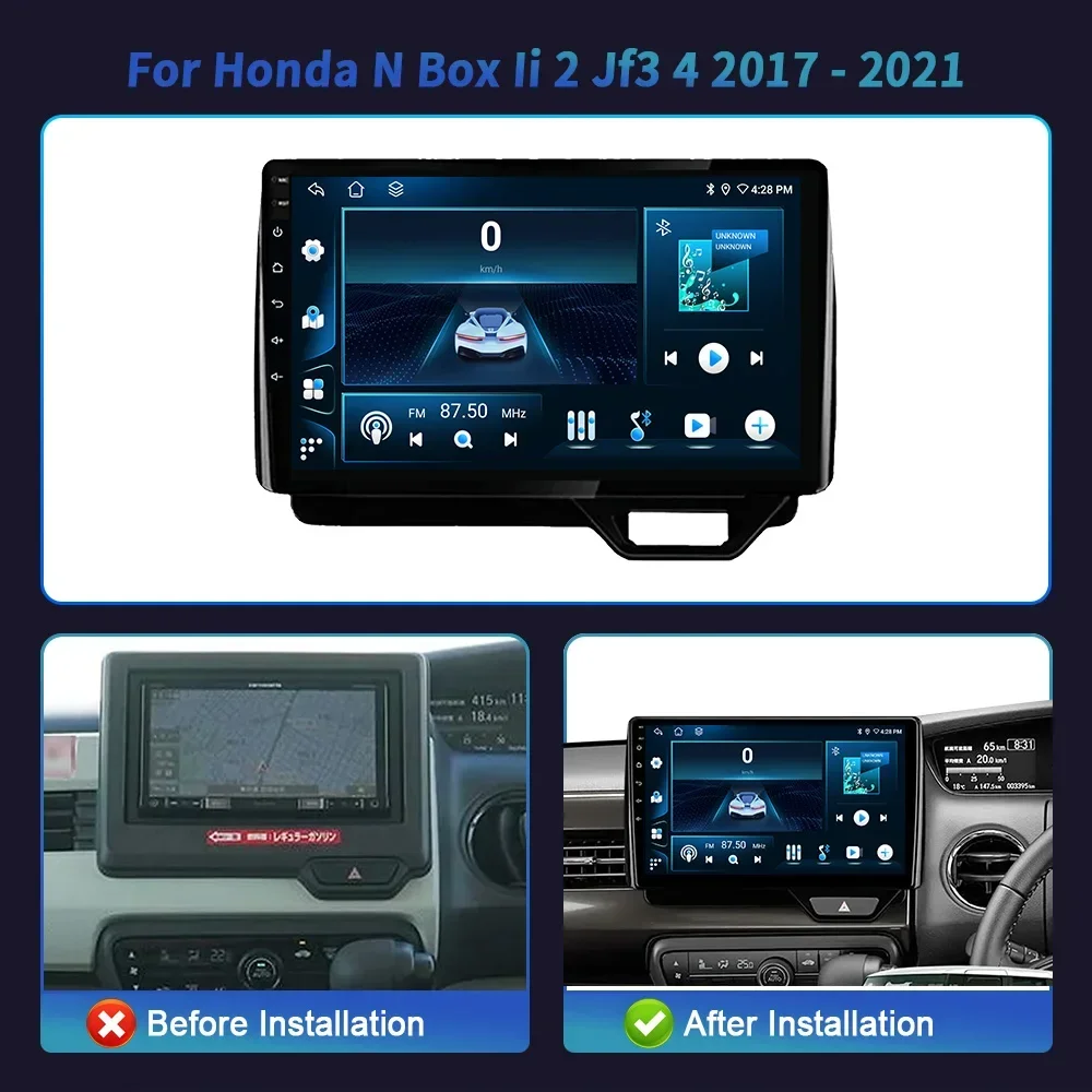 Android 14 For Honda N Box Ii 2 Jf3 4 2017-2021 Car Radio Multimedia Navigation Wireless BT CarPlay 4G GPS Stereo Touch Screen