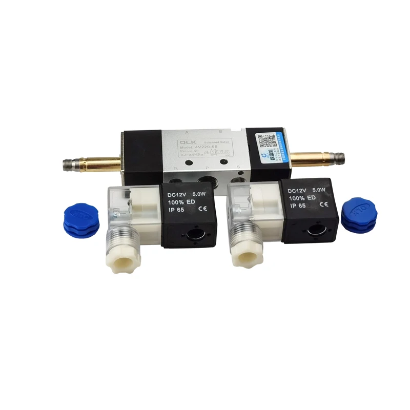 1pcs 4V220-08 Pneumatic Valve 5 port 2 position Solenoid Valve DC24V DC12V AC24V AC36V AC110V AC220V AC380V