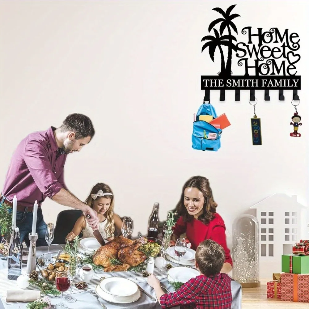 Portachiavi a parete personalizzato "Charming Haven". | Ganci multifunzionali per chiavi/mappendiabiti, regalo di Halloween e Natale, pres per l'inaugurazione della casa della famiglia