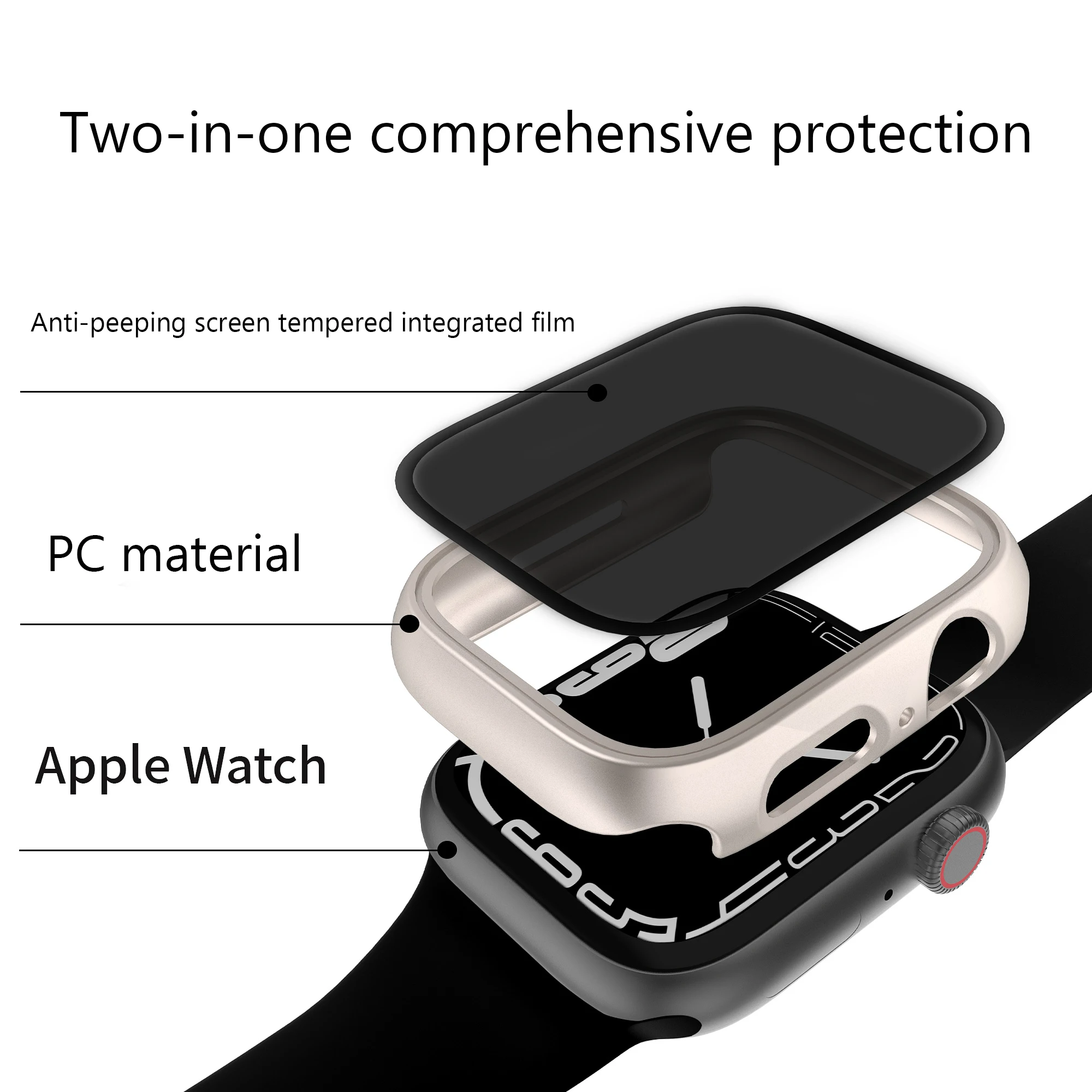Szkło + pokrowiec na Apple Watch Case Series 9 8 7 6 SE 3 45 mm 41 mm 44 mm 40 mm 42 mm 38 mm Ochraniacz ekranu do Apple iWatch Ultra 49 mm