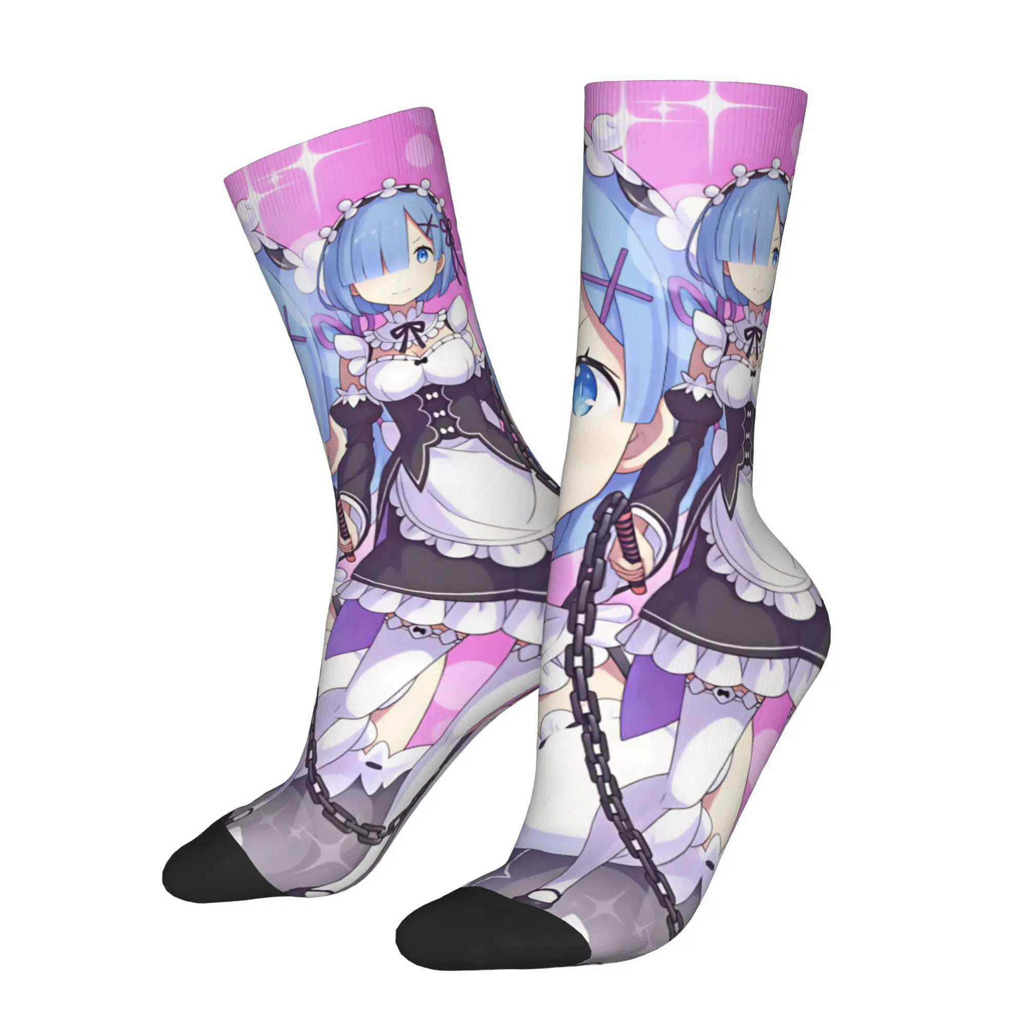Anime Rem Emilia R-Re:ZERO Dress Socks Men Women Warm Funny Novelty Starting Life in Anothers Worlds Crew Socks