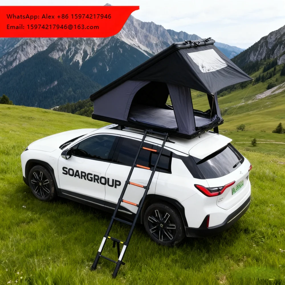 SUV Rooftop Tent Straight Bracing Type Hard Shell Oxford Canvas Fabric Four-Season Quick Automatic Opening For Outdoor Camping