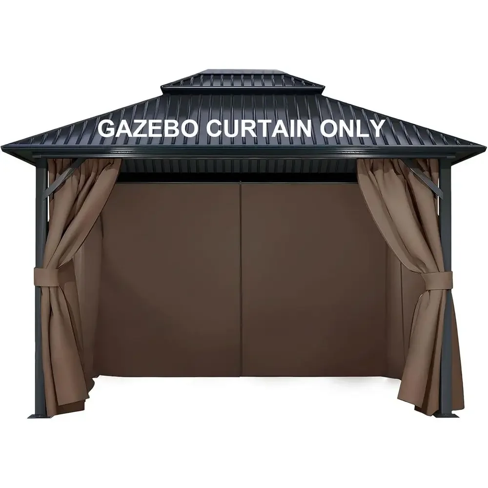 

12x12 ft Gazebo Curtains, Outdoor Privacy Panels with Double Zipper for Patio SidewallsTime-limited