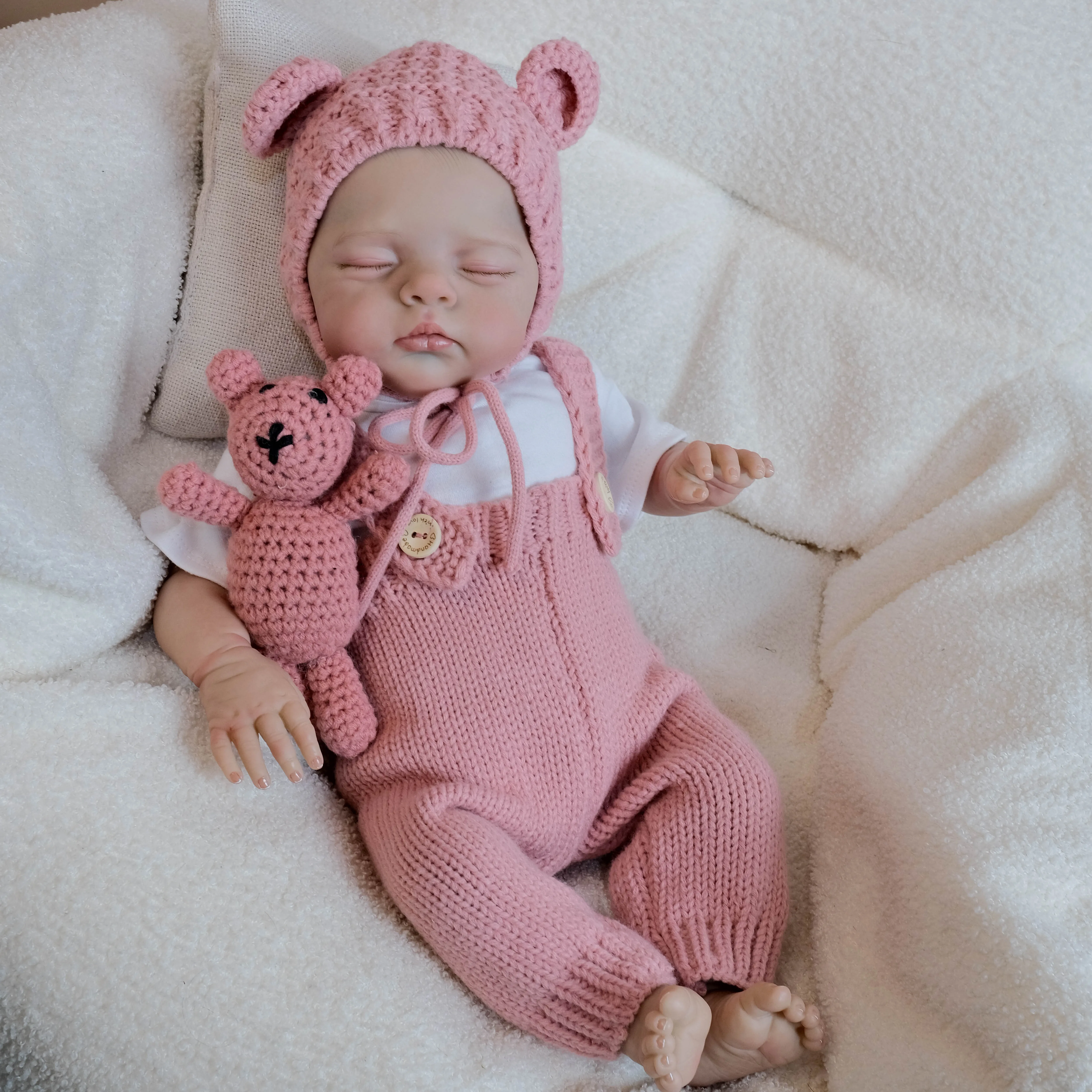 18 Inch Reborn Doll - Newborn Baby Doll - Realistic Handmade Soft Body With Hand Draw Hair & Hand Painted Visible Vein