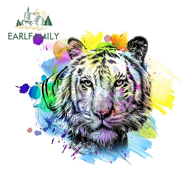 EARLFAMILY 13cm Tiger Cartoon Car Stickers Motorcycle Windows Truck Bumper Waterproof Decal Occlusion Scratch Funny Car Styling