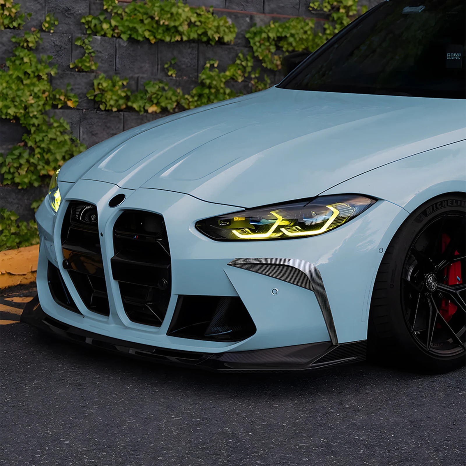 

For BMW M3 G80 G81 M4 G82 G83 2021-25 Front Bumper Side Air Vent Trim Carbon Fiber Look/Gloss Black Intake Frame Spoiler Canard