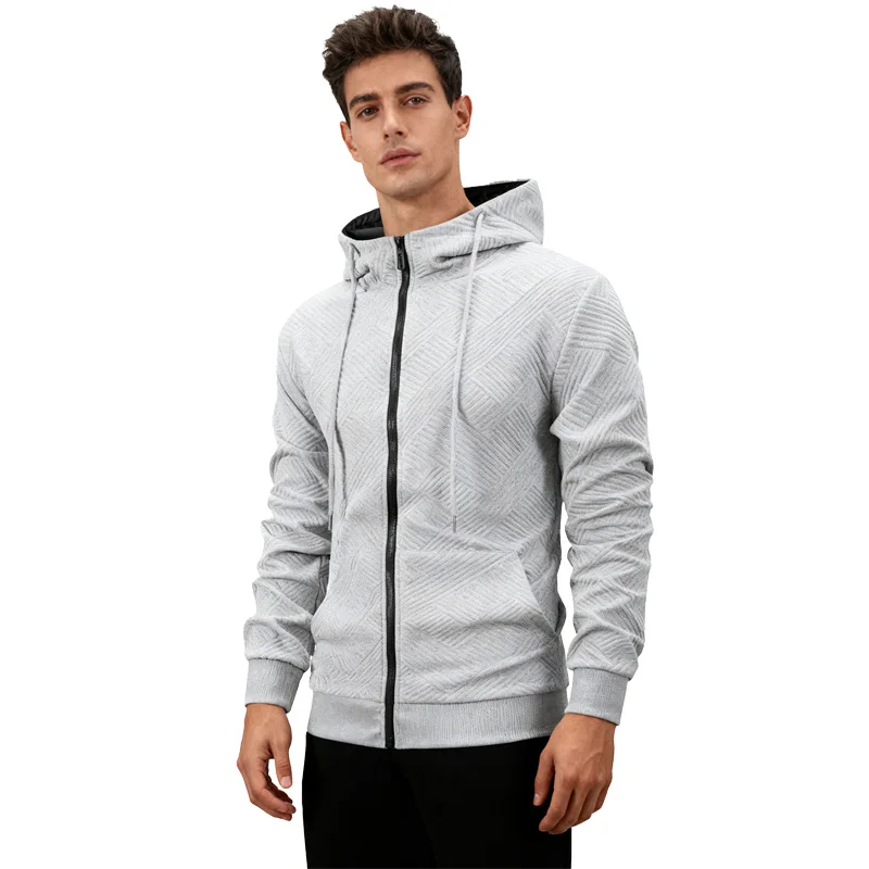 الخريف الشتاء الرجال البلوز سترة طويلة الأكمام هوديي كامل سستة إغلاق سترة الذكور هوديس البلوز سليم صالح الذكور الملابس #3