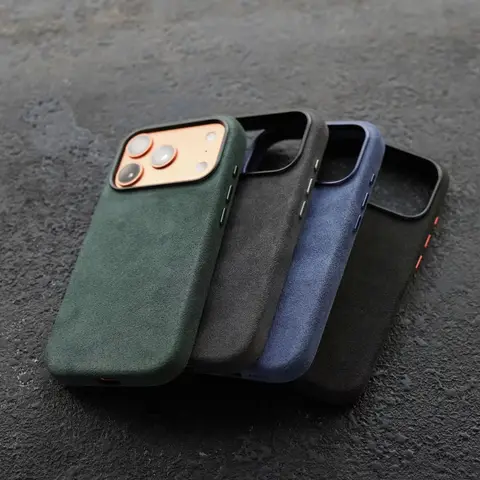 Чехол из алькантары для iPhone 14-17 Pro Max, защитный магнитный замшевый — пример использования