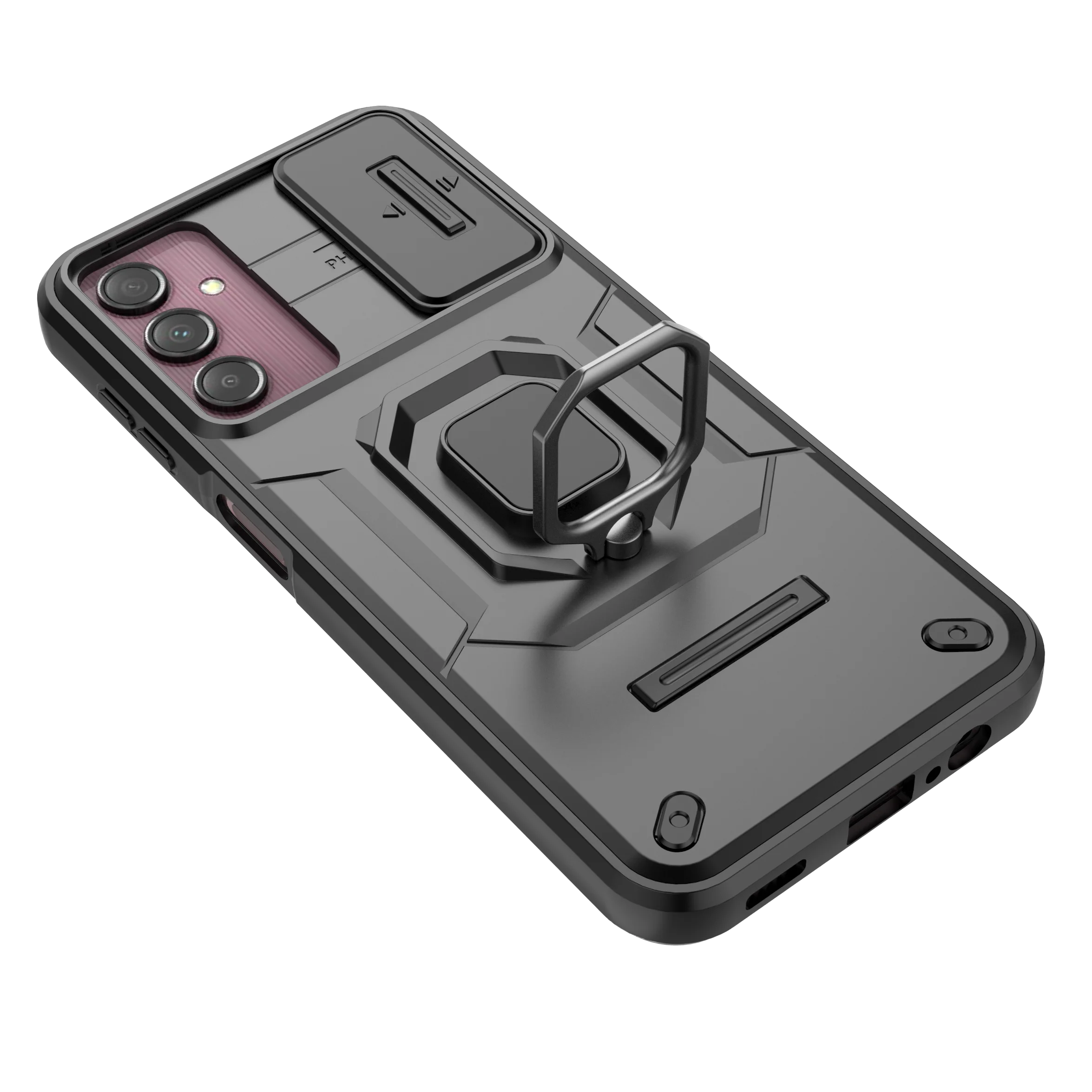 For Samsung Galaxy A15 A25 A35 Anti-Fall Phone Case Ring Holder Push Window Multifunctional Simple Funda Covers