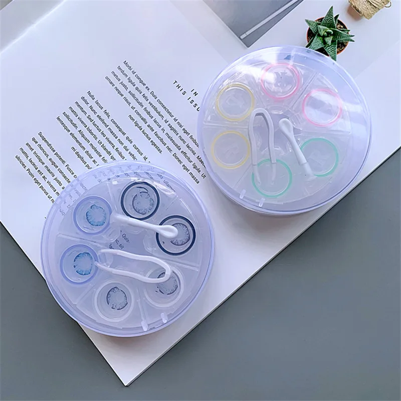 Large Reserves Contact Lens Case Women Lens Container Round Portable Travel Set Spectacle Case Gift For Girl