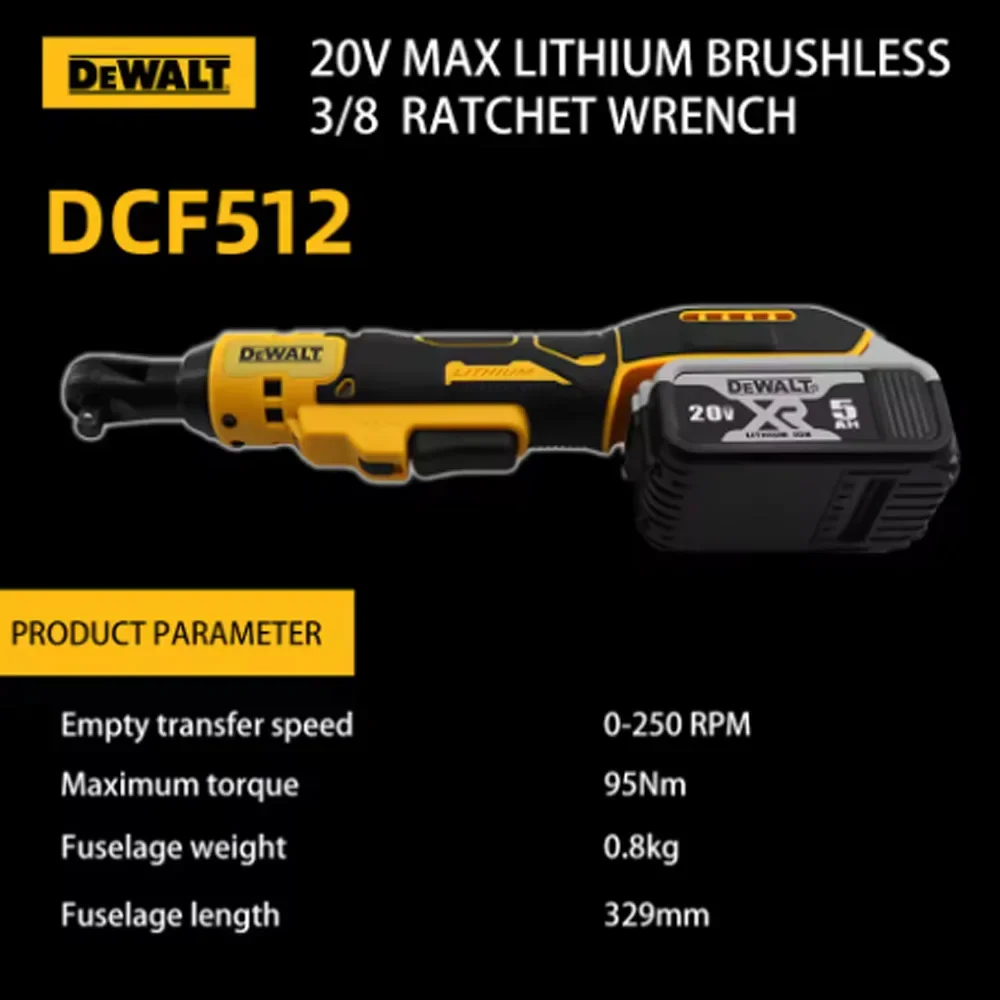 Dewalt DCF512 1/2 Inch Brushless Cordless Electric Ratchet Wrench 3/8In Variable Speed Power Wrench Impact Driver 20V Power Tool