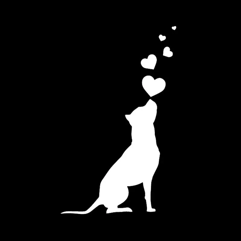 New Design Vinyl Decal Dog Heart Shaped Pet Dog and Heart Shaped American Staffordshire Terrier Car Decal, 15cm