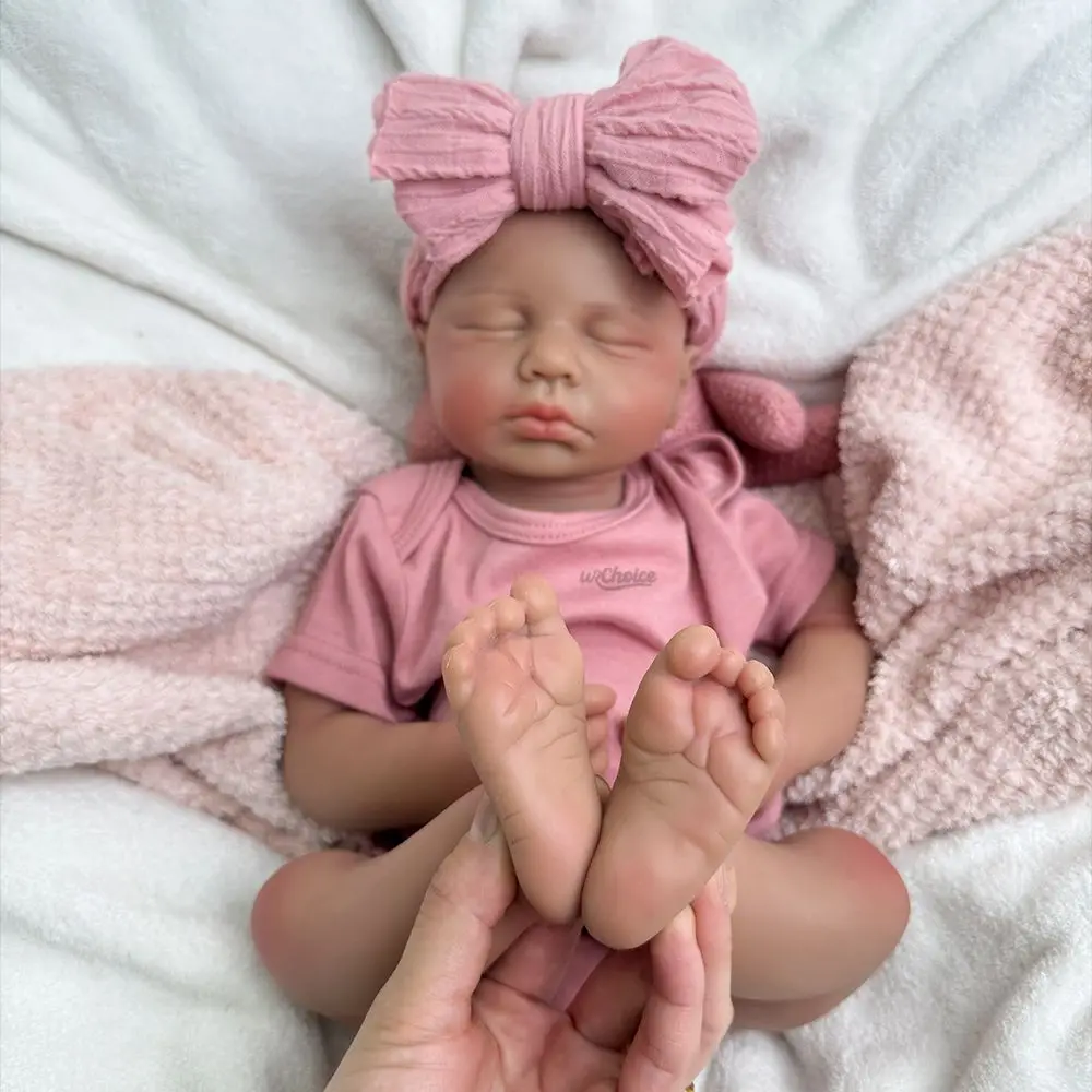 Collectible 20Inch Silicone Reborn African Baby Doll Hand-Painted Bebe Girl/Boy for Display & Parenting Practice Toy