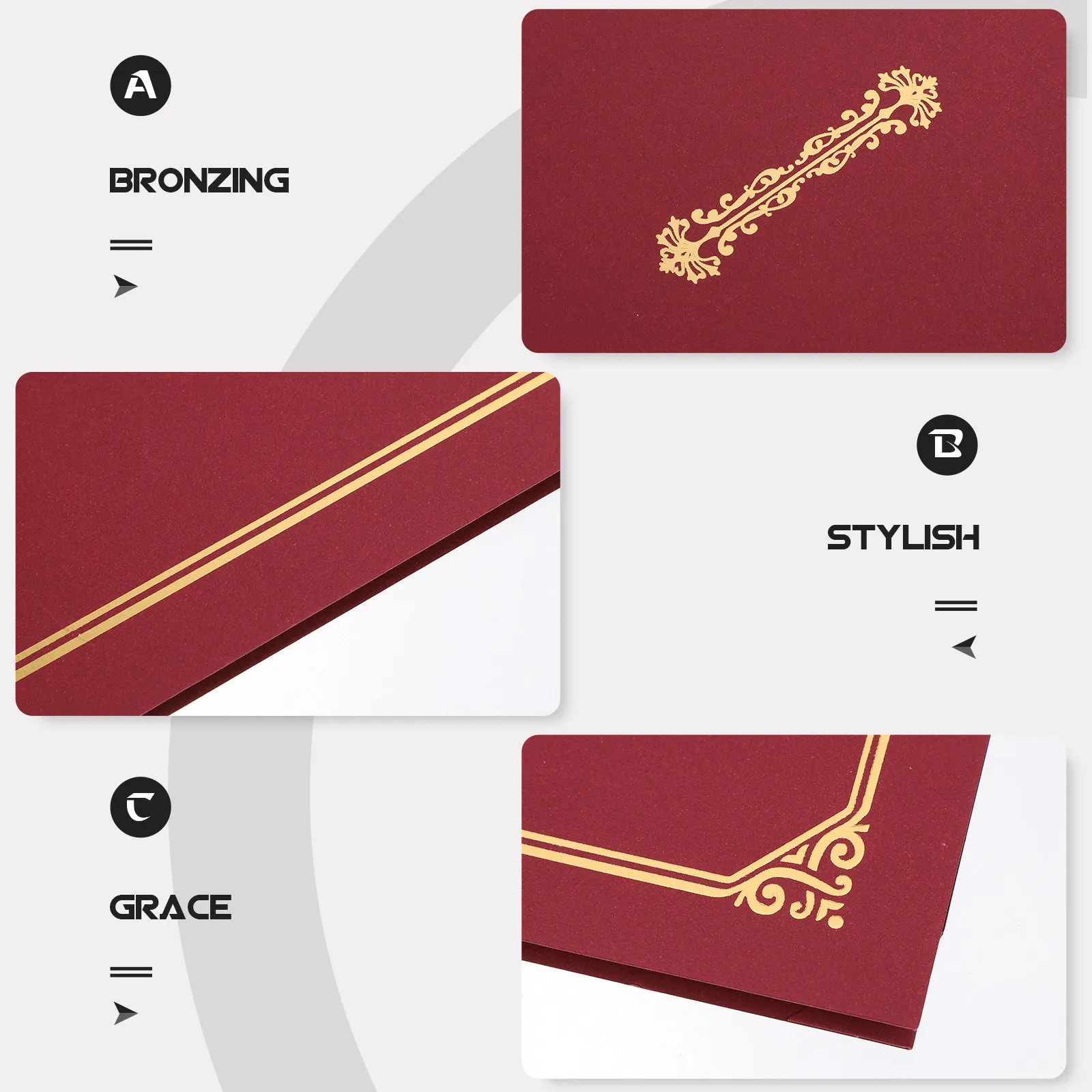 

5Pcs Certificate Covers Paper Document Holders Gold Stamping Elegant Award Diploma Protective Folder A4 Document Frames Office