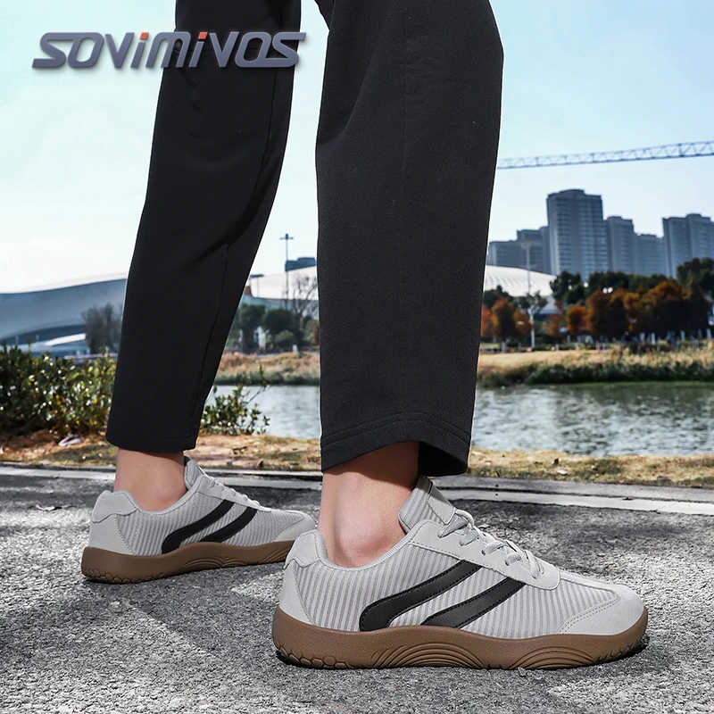 

Мужские уличные кроссовки с широким носком, большие размеры до 48, обувь для ходьбы босиком, нескользящие, удобные, замшевые, повседневные, спортивные