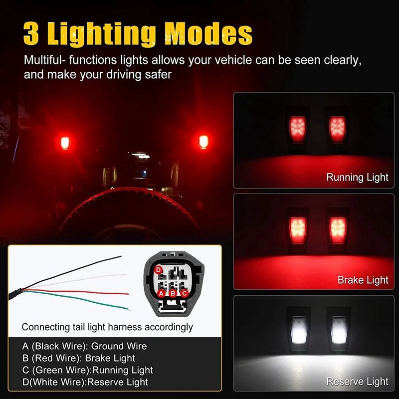 Lampu Rem Belakang Tinggi Mobil 2 Buah Lampu LED Belakang Lampu Rem Belakang Ketiga untuk Lampu Sinyal Jeep Wrangler Jk 2007-2017